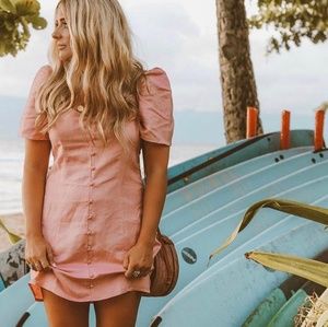 Blush Linen Button Mini Dress